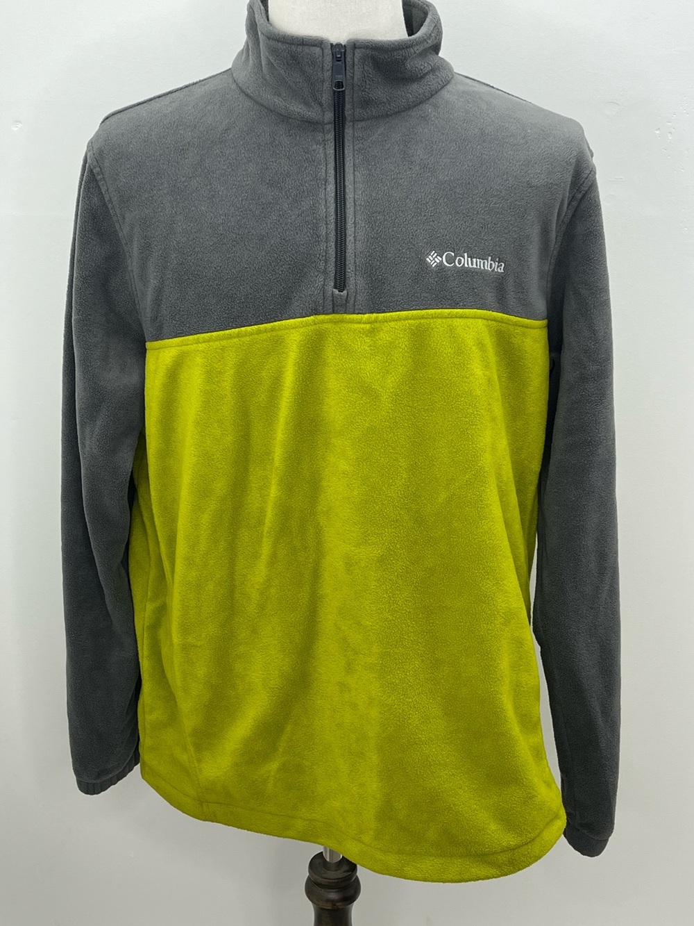 Columbia Sportswear Gray Lime Green Two-Tone Half-Zip Mens Fleece Pullover XL